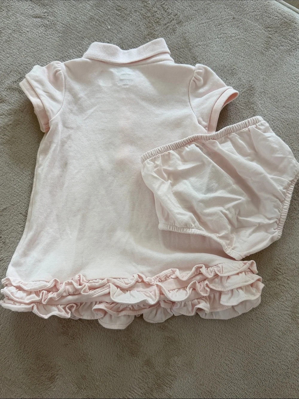 Ralph Lauren Pale Pink Ruffle Polo Dress with Bloomers